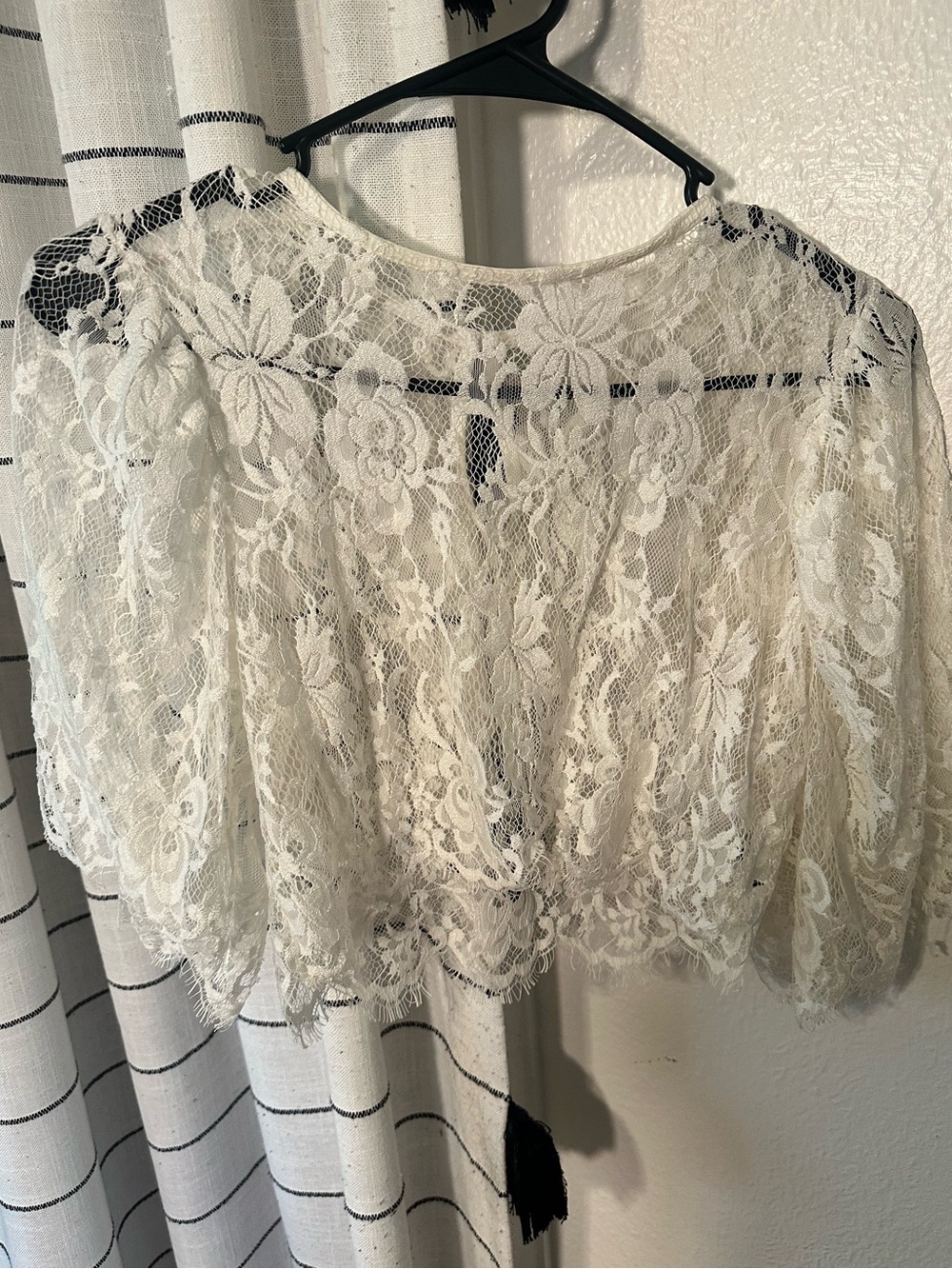 Lace Overlay Cropped Top - White